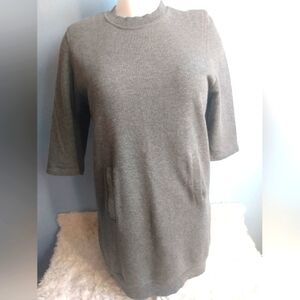 NWOT Fabletics sz small gray sweater dress w/ side zippers & kangaroo pocket